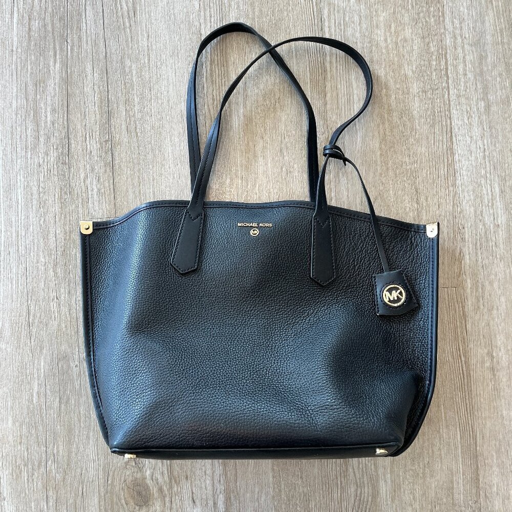 Michael Kors Jane Large Black Pebbled Leather Tote Bag